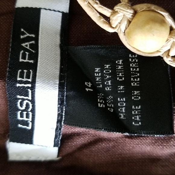 Leslie Fay Linen Crop Pants Wide Leg Belt Summer Womens 14 - Picture 7 of 8